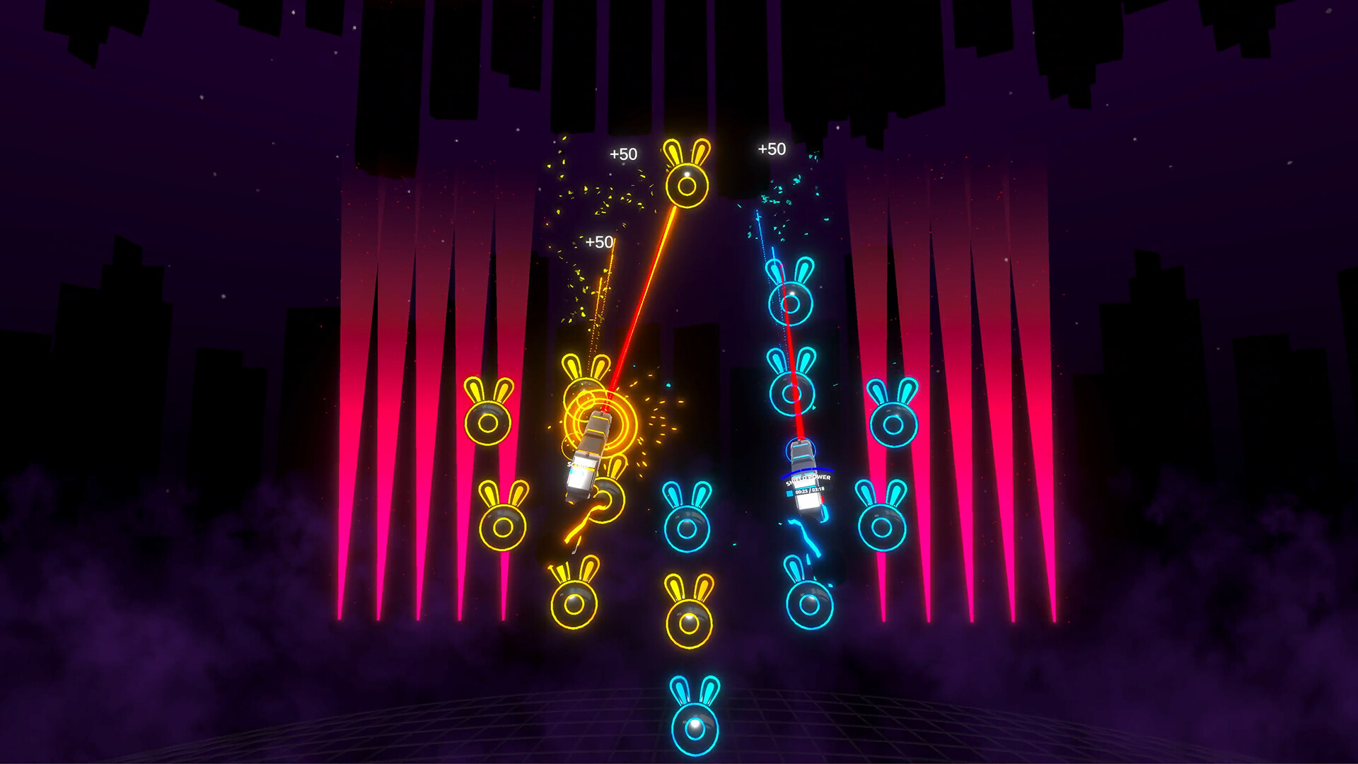Reach The Beat gameplay with rabbit-shaped rhythm targets