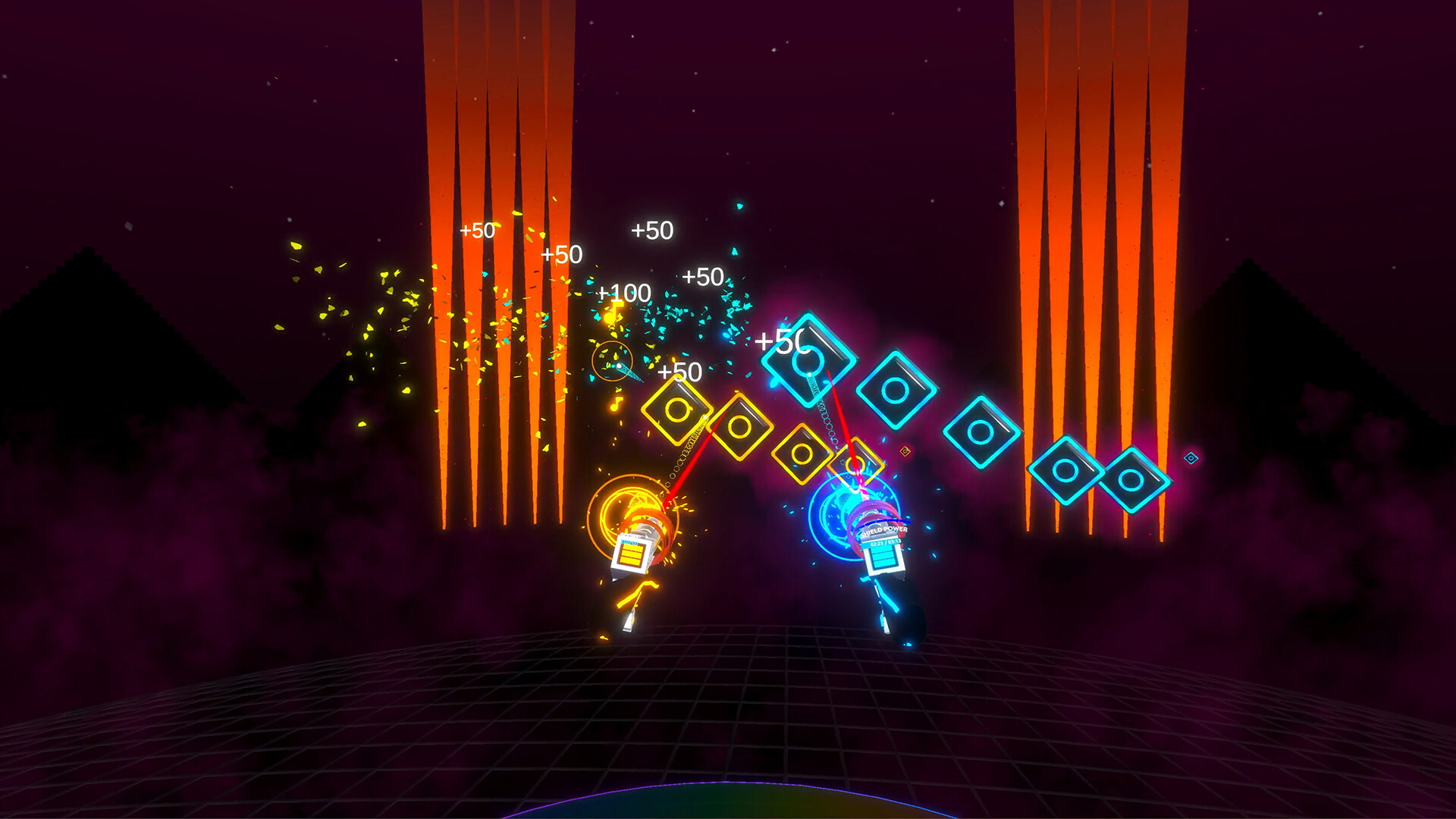 Reach The Beat gameplay with orange and cyan targets