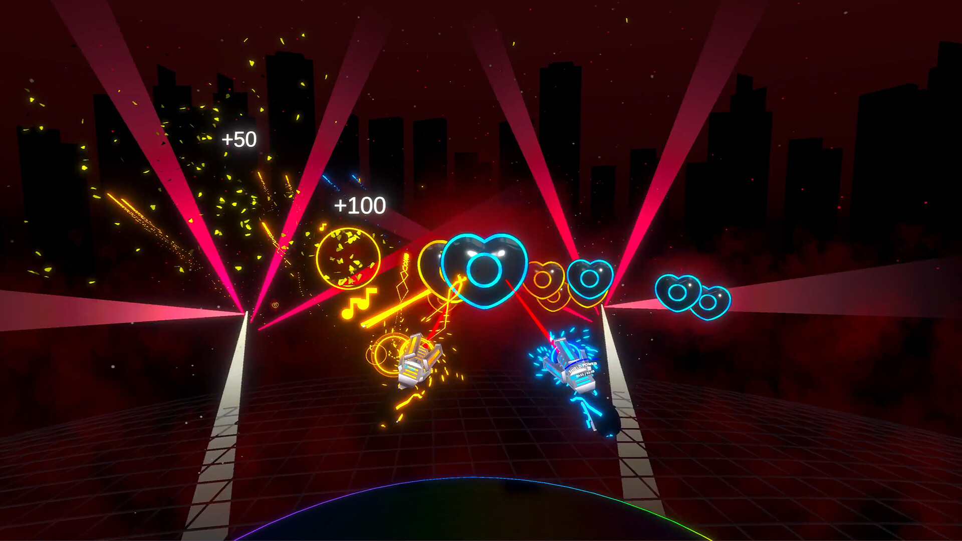 Reach The Beat PCVR gameplay with blue and yellow targets
